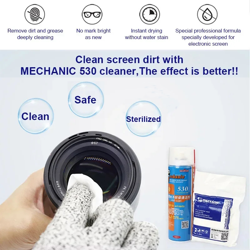 MECHANIC HK4090 Polyester Fibre Soft Anti-static Cleanroom Cloth for TV Phone PC LED Screen Camera Lens Dust Dirt Removal Cleaner Cloth
