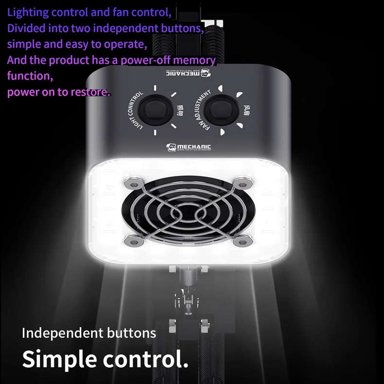 MECHANIC K9450 with Bracket Lighting Fan Smoke Sucking Adjustable Fast Cooling Tool for Mobile Phone Repair Lighting Lamp