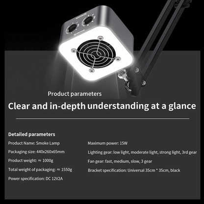 MECHANIC K9450 with Bracket Lighting Fan Smoke Sucking Adjustable Fast Cooling Tool for Mobile Phone Repair Lighting Lamp