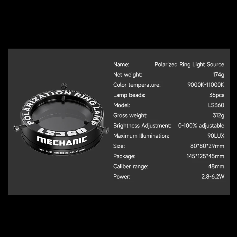 MECHANIC LS720+SE LS360 Microscope Ring Light Polarized Ring Lamp Eliminates Reflection for Soldering Repair Stereo Microscopes