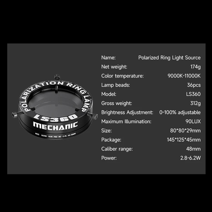 MECHANIC LS720+SE LS360 Microscope Ring Light Polarized Ring Lamp Eliminates Reflection for Soldering Repair Stereo Microscopes