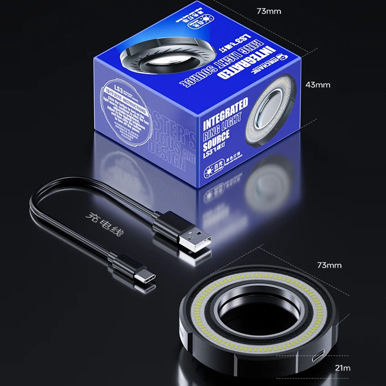 MECHANIC LS3 Microscope Ring Lamp 7W LED Light Source Tricolor Multi Level Ultra Brightness Adjustment Eye Protection Work lamps