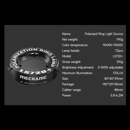 MECHANIC LS720+SE LS360 Microscope Ring Light Polarized Ring Lamp Eliminates Reflection for Soldering Repair Stereo Microscopes