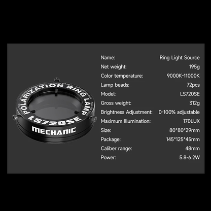 MECHANIC LS720+SE LS360 Microscope Ring Light Polarized Ring Lamp Eliminates Reflection for Soldering Repair Stereo Microscopes