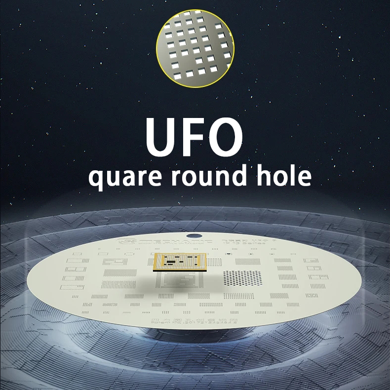 MECHANIC UFO Series High Temperature Resistance Quare Round Hole BGA Reballing Steel Stencil