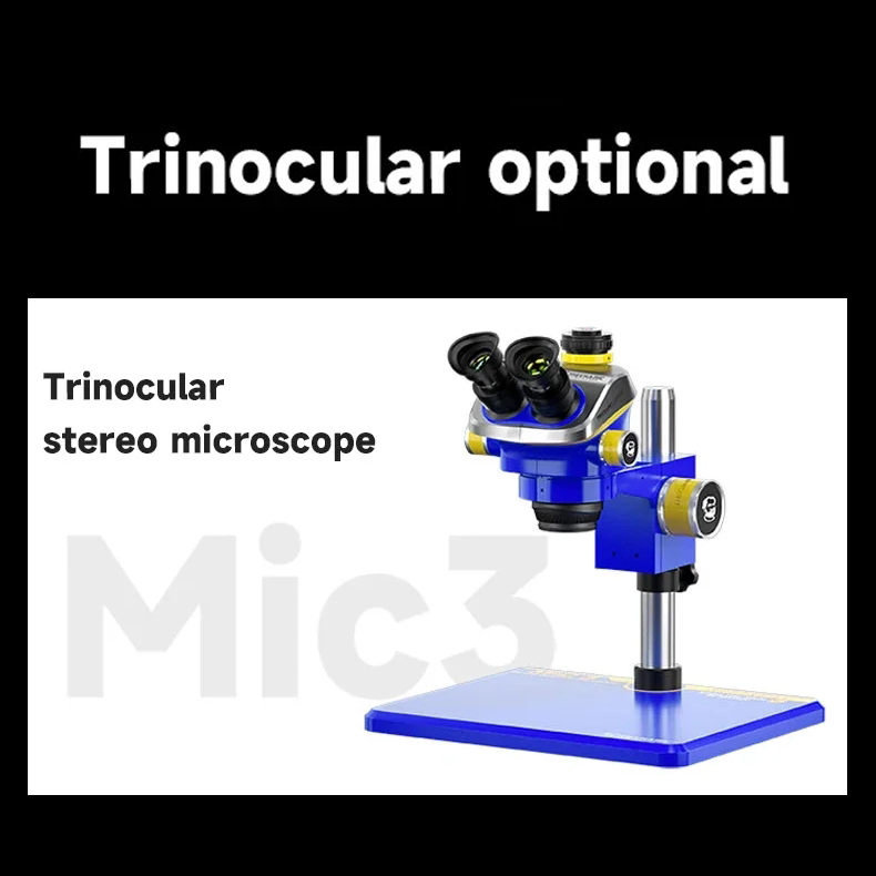MECHANIC Mic3-B11 Trinocular Stereo Microscope WF10X/25MM Eyepiece 7-50X Continuous Zoom for Phone PCB Welding Microscope Tool