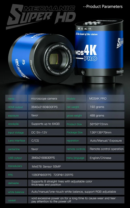 MECHANIC MOS500 MOS510 MOS 4K MOS 4K PRO Microscope Camera for Electronics PCB Soldering Repair Microscope Camera