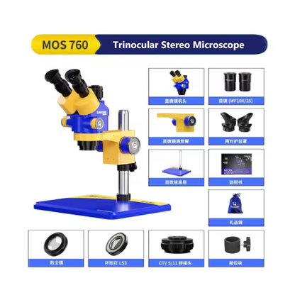 MECHANIC MOS760 Triocular Microscope 7X-60X Magnification 360 Degree Rotation Phone PCB Soldering MOS750 Binocular Microscope