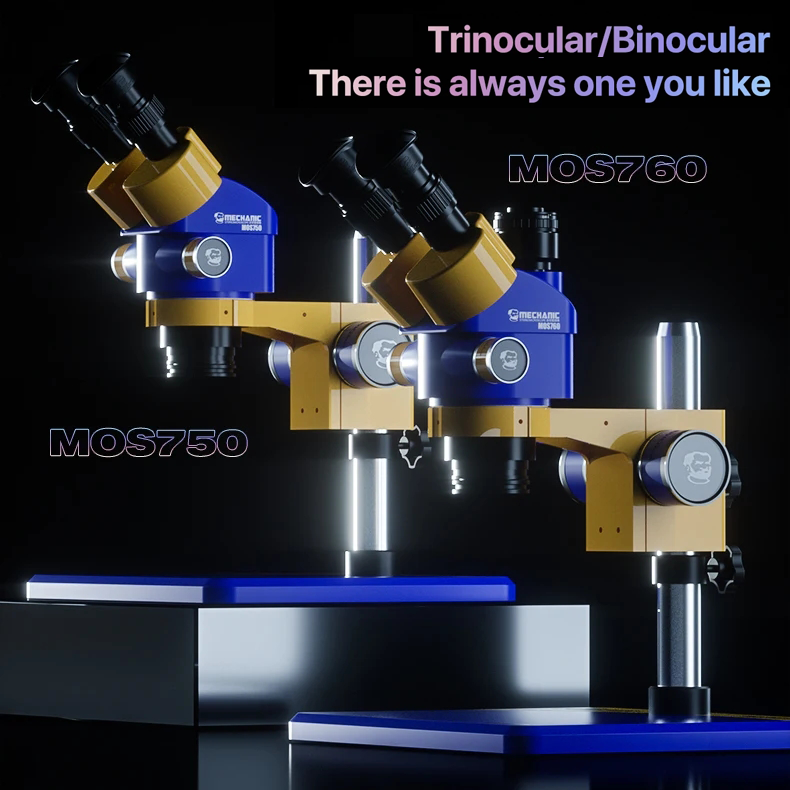 MECHANIC MOS760 Triocular Microscope 7X-60X Magnification 360 Degree Rotation Phone PCB Soldering MOS750 Binocular Microscope
