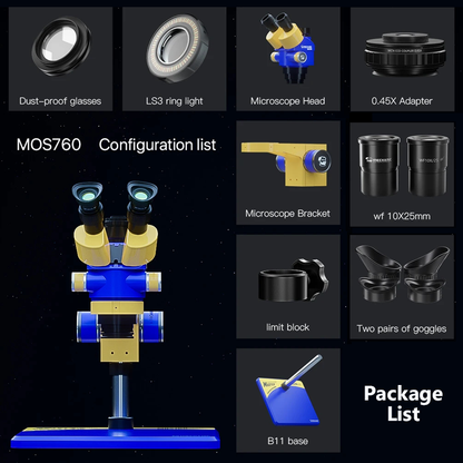 MECHANIC MOS760 Triocular Microscope 7X-60X Magnification 360 Degree Rotation Phone PCB Soldering MOS750 Binocular Microscope