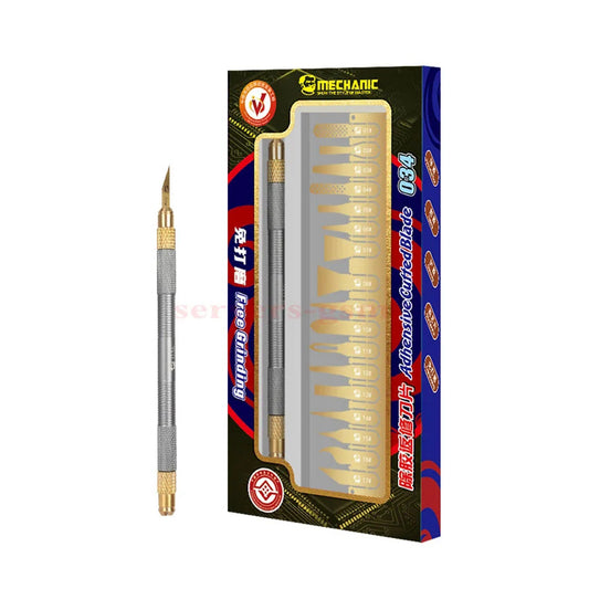MECHANIC 034 Non-Slip Metal Scalpel Knife Kit Cutter Engraving Craft Carving Knives 34 Blades Phone PCB Stencil Repair Hand Tool