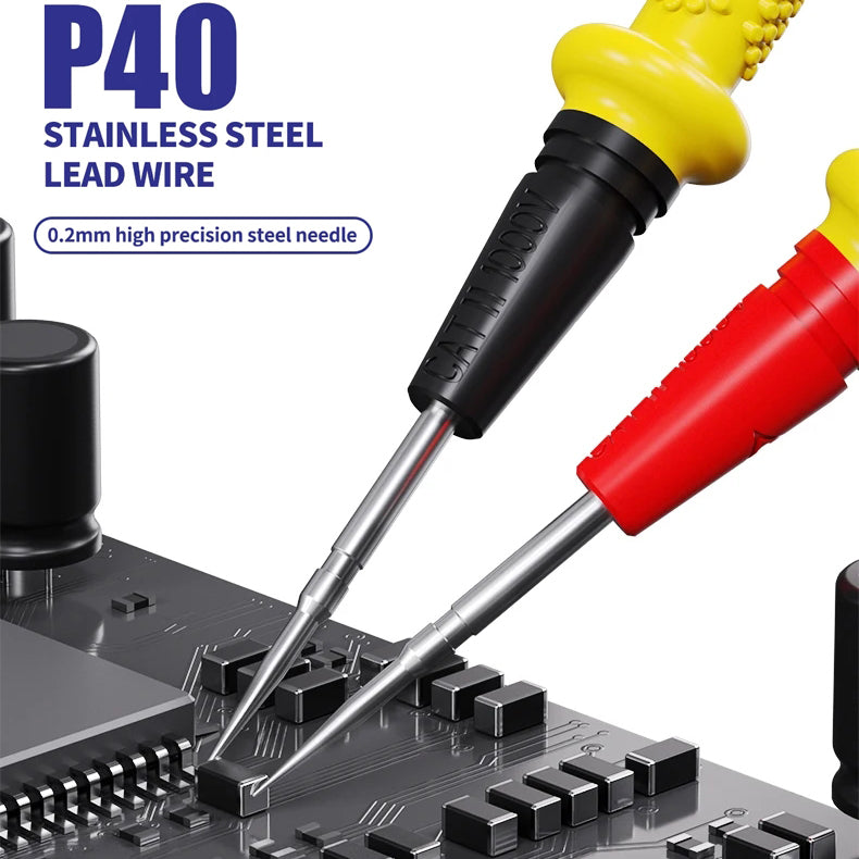 MECHANIC P30 P40 Multimeter Pen 1000V 20A Soft Anti-Scalding Silicone Wire Extra Tip Probe Test Pen for Digital Multimeter