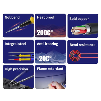 MECHANIC P30 P40 Multimeter Pen 1000V 20A Soft Anti-Scalding Silicone Wire Extra Tip Probe Test Pen for Digital Multimeter