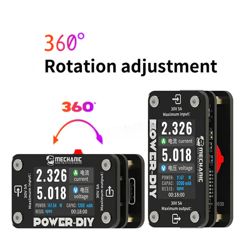Mechanic POWER-DIY Digital Ammeter 30V 5A Votage Current Tester For iPhone Android Xiaomi Huawei samsung phone Power Supply Repair Test Cord