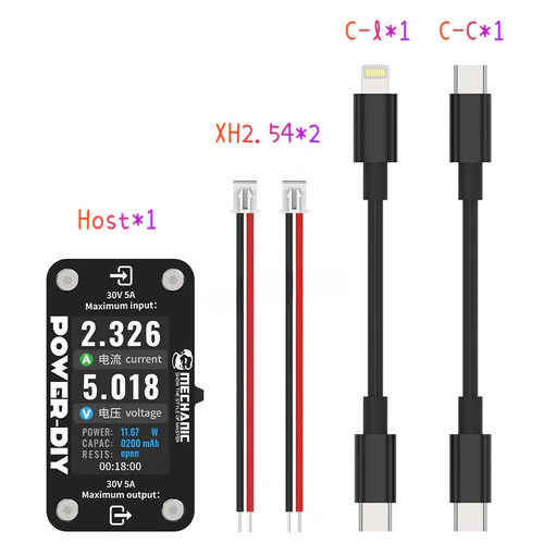 Mechanic POWER-DIY Digital Ammeter 30V 5A Votage Current Tester For iPhone Android Xiaomi Huawei samsung phone Power Supply Repair Test Cord