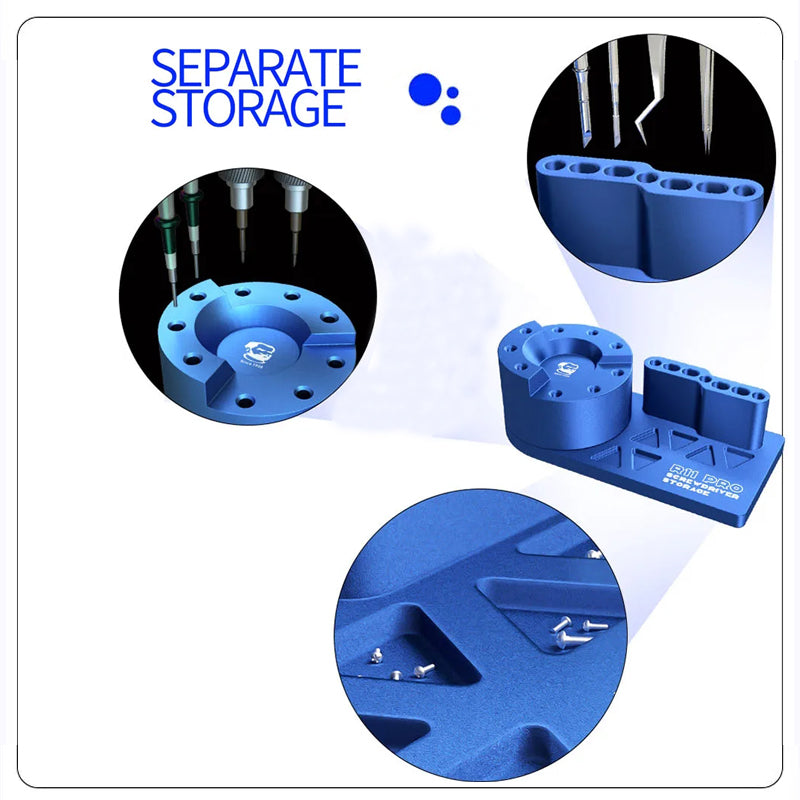 MECHANIC R11 Pro Multi-Functional Storage Box 360° Rotating Screwdriver Tweezer Holder Phone Maintenance Tool Accessories Rack