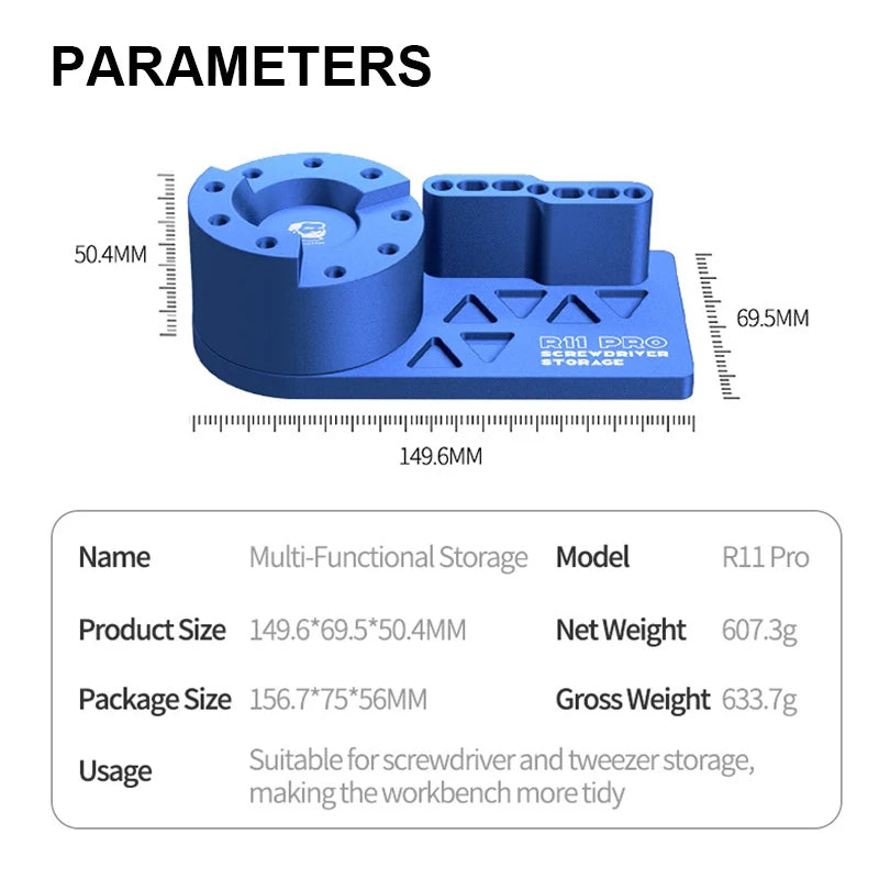 MECHANIC R11 Pro Multi-Functional Storage Box 360° Rotating Screwdriver Tweezer Holder Phone Maintenance Tool Accessories Rack