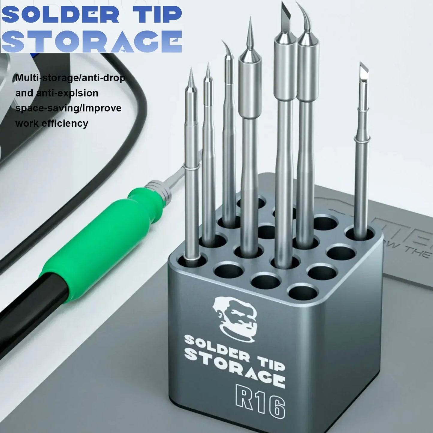 Mechanic R16 Multifunctional Soldering Iron Tips Storage Box for C210 C245 C115 T12 Heating Core Organizer Welding Head Holder