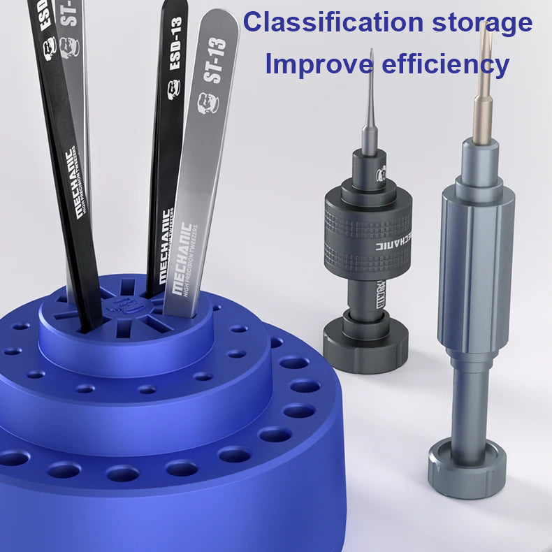 MECHANIC R38 360° Rotatable Multi-functional Repair Tool Storage Box Screwdriver Tweezers Soldering Iron Tips Storage Rack