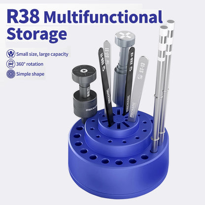 MECHANIC R38 360° Rotatable Multi-functional Repair Tool Storage Box Screwdriver Tweezers Soldering Iron Tips Storage Rack