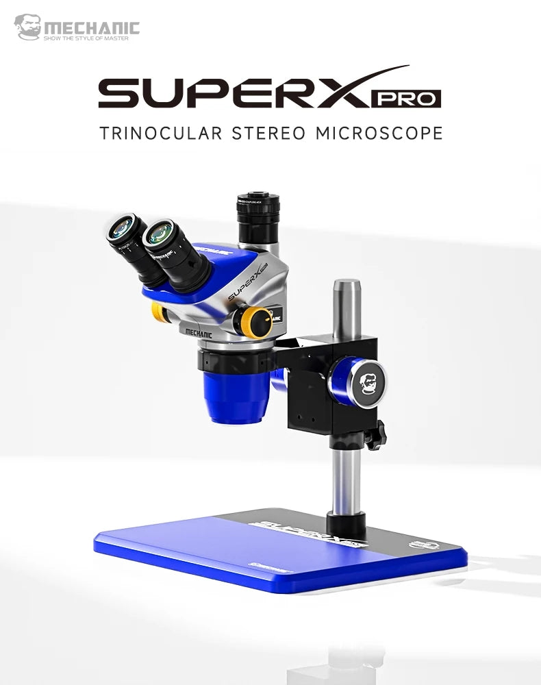 MECHANIC Super X Pro -B11 Trinocular Stereo Microscope 6.5X-52X Continuous Zoom for PCB Phone Soldering Repair Microscope Tool