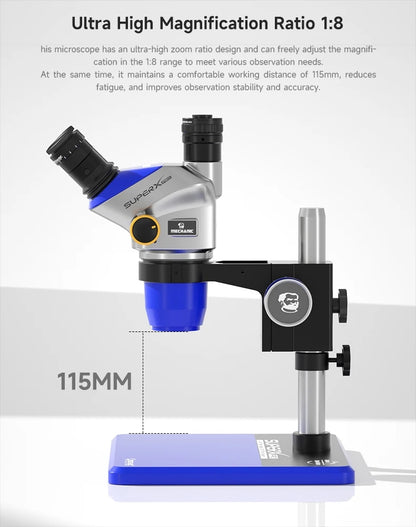 MECHANIC Super X Pro -B11 Trinocular Stereo Microscope 6.5X-52X Continuous Zoom for PCB Phone Soldering Repair Microscope Tool