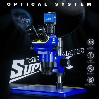 MECHANIC Super X-B11 Industrial Trinocular Stereo Microscope HD Electronic Magnified 6.7-45X Continuou Zoom Observation Platform