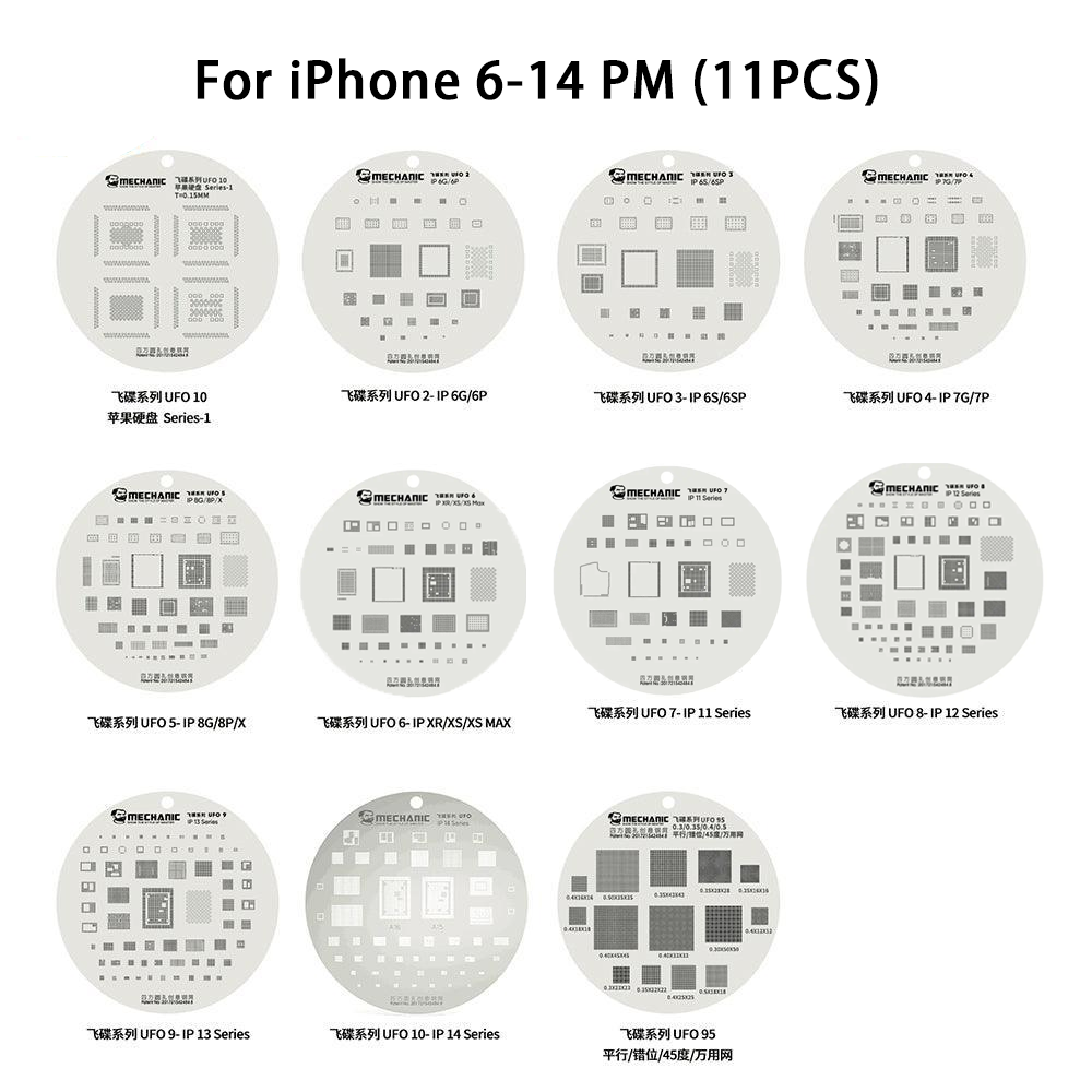 MECHANIC UFO Series High Temperature Resistance Quare Round Hole BGA Reballing Steel Stencil