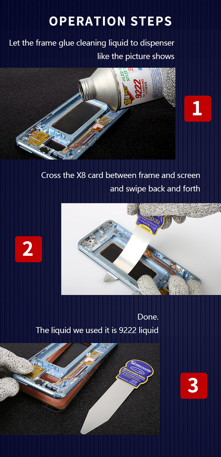 MECHANIC X8 Alloy Steel Pry Opening Card 0.1mm Ultra-Thin for Mobile Phone Curved Screen Disassembly Repair Tools