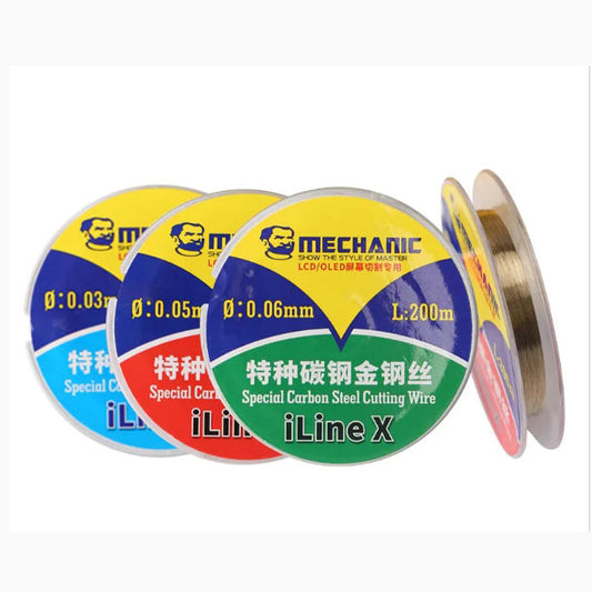 MECHANIC iLine X High Hardness Special Steel Cutting Wire for Mobile Phone LCD Screen Separation Repair Tools 0.028mm--0.1m
