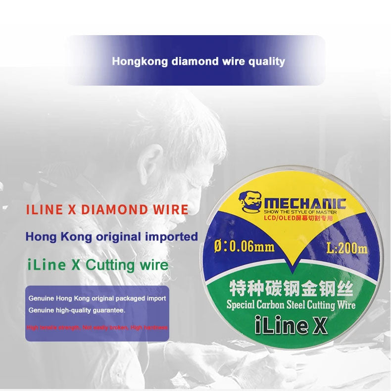 MECHANIC iLine X High Hardness Special Steel Cutting Wire for Mobile Phone LCD Screen Separation Repair Tools 0.028mm--0.1m