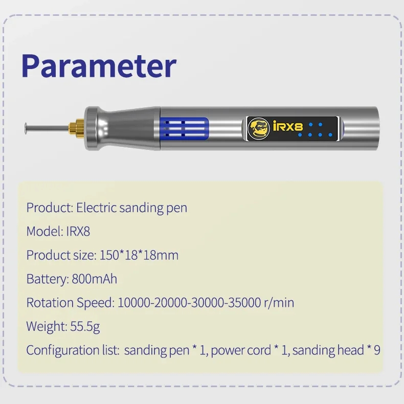 MECHANIC IRX8 Electric Sanding Polishing pen Grinder High Speed Motor Chip Carving For Phone Repair