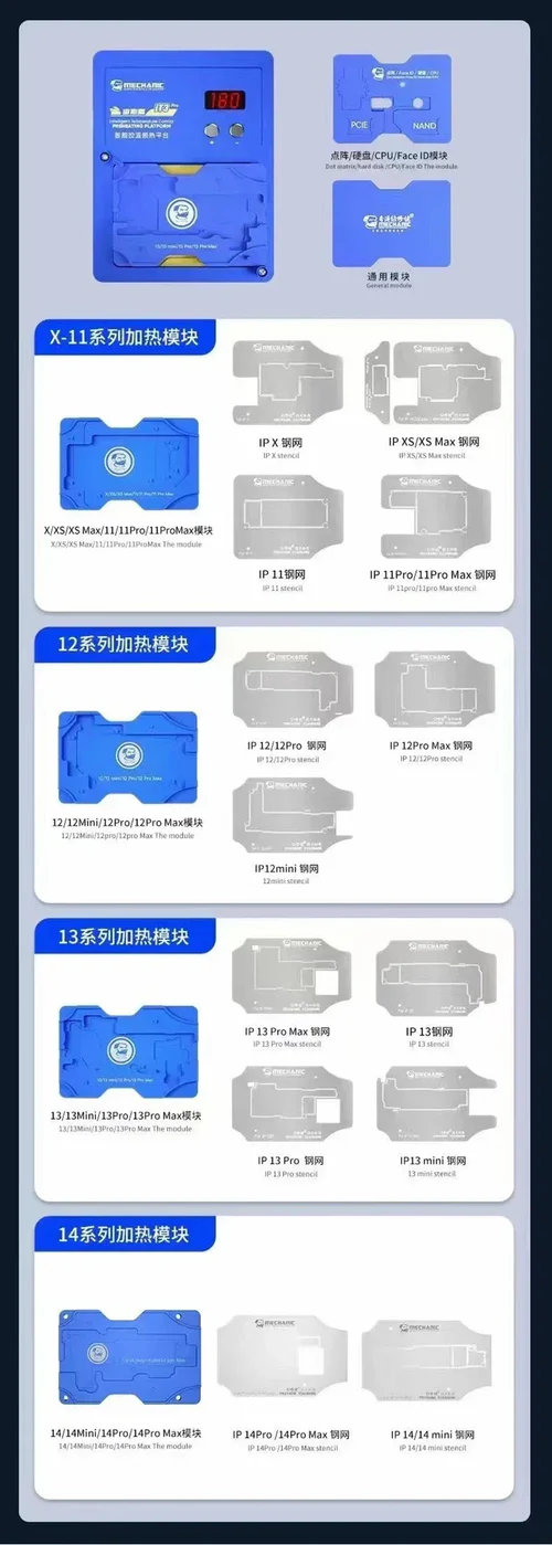 MECHANIC IT3 Pro Intelligent Preheating Platform for IPhone X-15PM Motherboard Layered Chip BGA Template Dot Matrix Repair Tool