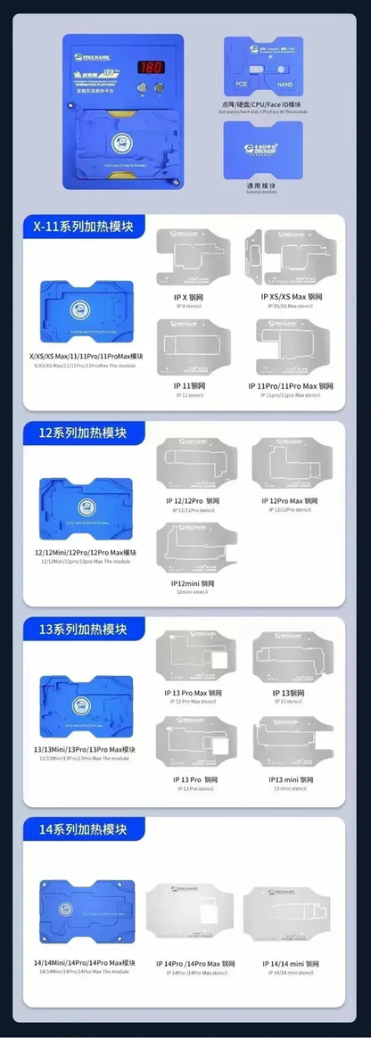 MECHANIC IT3 Pro Intelligent Preheating Platform for IPhone X-15PM Motherboard Layered Chip BGA Template Dot Matrix Repair Tool