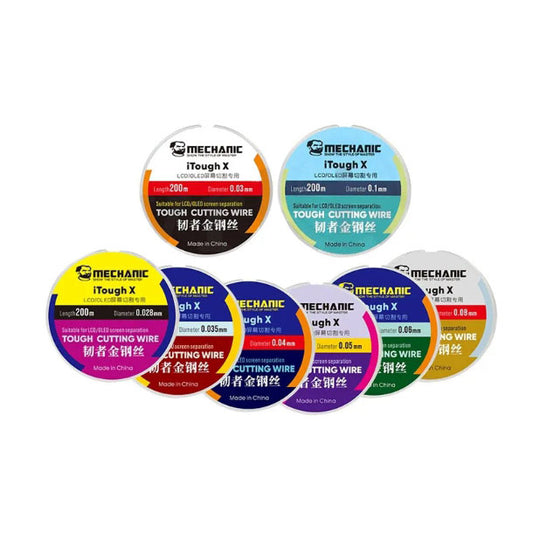 MECHANIC iTough X High Hardness Special Steel Wire for Mobile LCD OLED Screen Cutting Separation Line 0.028mm - 0.1mm X 200m